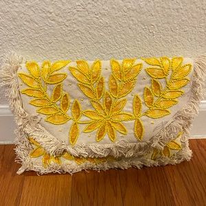 Yellow beaded purse